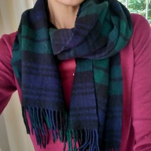 Vintage Scottish tartan scarf, blue/green